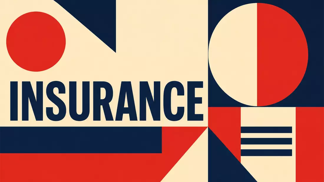 Bauhaus Poster geometrisch Text INSURANCE Symbolbild Direct Line Insurance Group