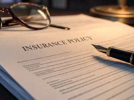 Makroaufnahme eines Versicherungsdokuments mit Stift zeigt Detailtreue, verknüpft mit Direct Line Insurance Group, ISIN GB00B943Y952 - Foto: THN