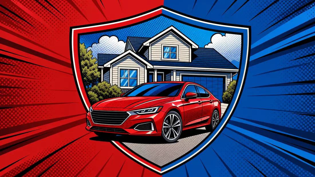 Pop Art Comic Szene Auto Haus Symbolbild Direct Line Insurance Group Versicherung