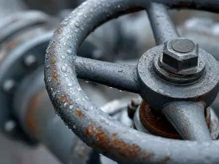 Equinor ASA (NO0010096985) verarbeitet Erdgas durch Anlagen wie dieses Makro-Detail eines rostigen Pipeline-Ventils - Foto: THN