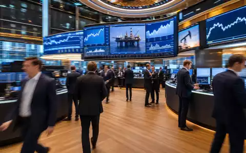 Equinor ASA (NO0010096985) wird an der Börse gehandelt, dargestellt durch geschäftige Trading-Floor-Szene mit Energiecharts - Foto: THN