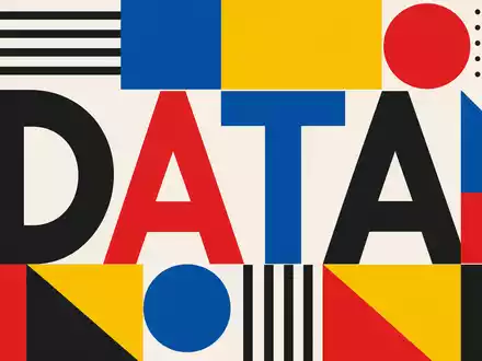 RELX plc (ISIN GB00B2B0DG97) steht sinnbildlich für Datenanalyse, dargestellt in geometrischem Bauhaus-Poster mit Textmotiv - Foto: THN