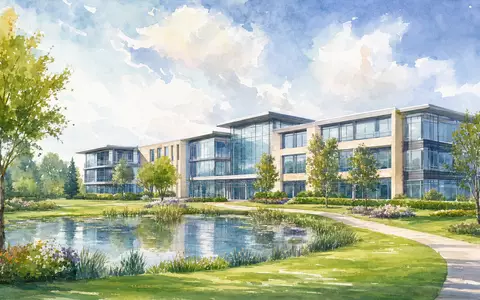 Compass Group PLC (GB00BD6K4575) hat ihren Hauptsitz in England, künstlerisch als Aquarell einer Bürolandschaft interpretiert - Foto: THN