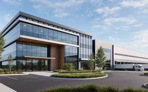 Compass Group PLC (GB00BD6K4575) benötigt große Logistikflächen, hier als Architektur-Render einer modernen Verpflegungsanlage visualisiert - Foto: THN