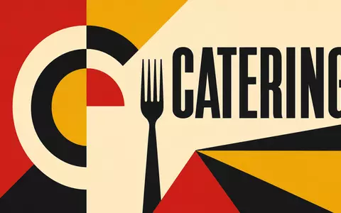 Compass Group PLC (GB00BD6K4575) zählt zur Catering-Branche, dargestellt in geometrischem Bauhaus-Poster mit Sektor-Schriftzug - Foto: THN