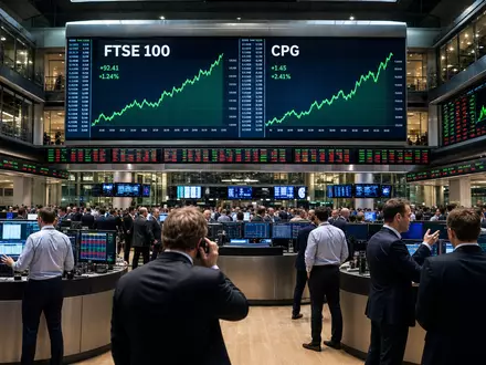 Compass Group PLC (GB00BD6K4575) notiert im FTSE 100, redaktionell dargestellt auf Handelsparkett der Londoner Börse - Foto: THN