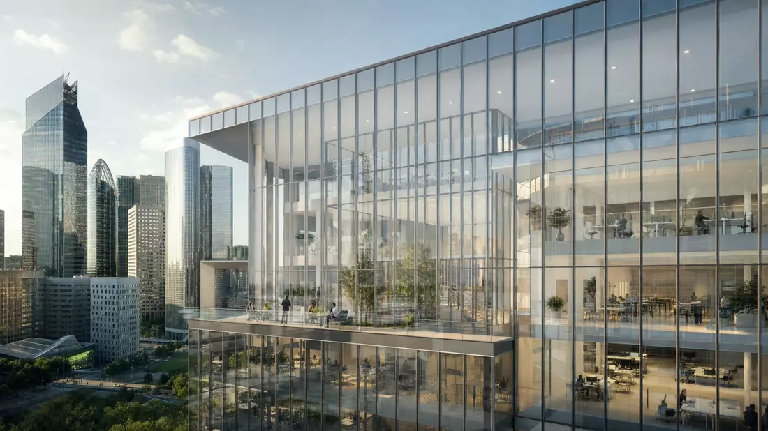 Architektur-Render Glas-Hochhaus Finanzviertel SCOR SE FR0010411983