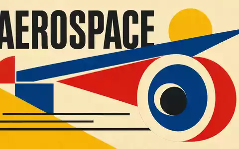 Dassault Aviation SA (FR0000121725): Bauhaus-Poster stellt abstrakte Flugzeugformen mit Text AEROSPACE geometrisch dar - Foto: THN