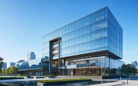 Amundi SA (ISIN FR0004125920) als europäischer Vermögensverwalter symbolisiert durch modernen gläsernen Bürokomplex im Render - Foto: THN