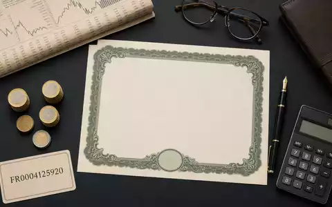 Amundi SA (ISIN FR0004125920) wird hier durch ein Flatlay mit Aktienzertifikat und ISIN-Karte dargestellt - Foto: THN