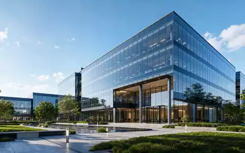 Moderner Architektur-Render eines Glas-Bürogebäudes visualisiert den Unternehmenssitz von Rexel S.A. (FR0010451203) in Paris - Foto: THN
