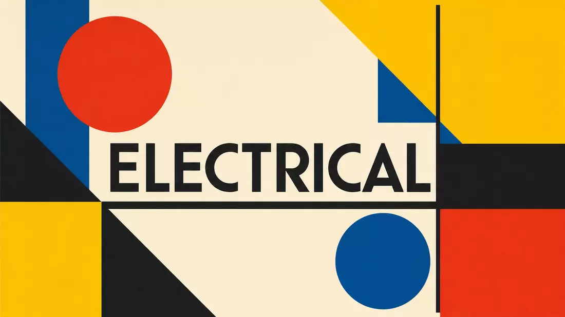 Bauhaus-Poster mit geometrischen Formen und dem Wort ELECTRICAL