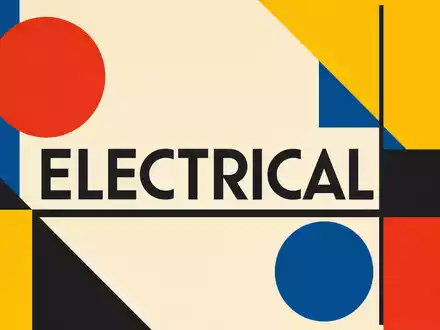 Geometrisches Bauhaus-Poster mit Sektor-Schriftzug verweist symbolisch auf Rexel S.A. (FR0010451203) und dessen Elektrobranche - Foto: THN