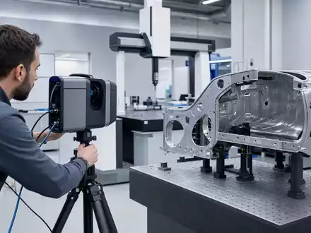 Hexagon AB (SE0015961909) entwickelt hochpräzise 3D-Laserscanner für industrielle Qualitätssicherung und moderne Fertigungsmesstechnik weltweit heute - Foto: THN