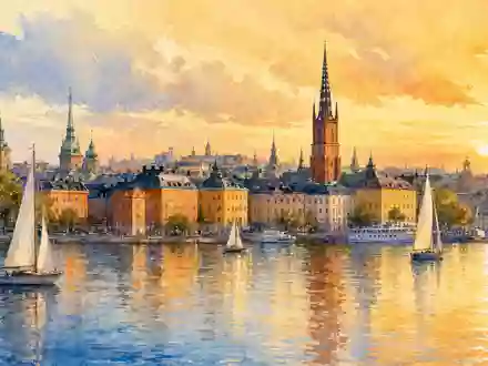 Hexagon AB (SE0015961909) hat seinen Hauptsitz in Stockholm, hier als stimmungsvolles Aquarell der Altstadt-Skyline dargestellt - Foto: THN