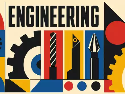 Sandvik AB (SE0000667891) steht sinnbildlich für Ingenieurskunst, dargestellt als geometrisches Poster mit Werkzeugmotiven - Foto: THN