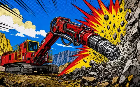 Sandvik AB (SE0000667891) symbolisiert Kraft und Innovation im Bergbau, dargestellt als farbenfrohe Comicszene - Foto: THN