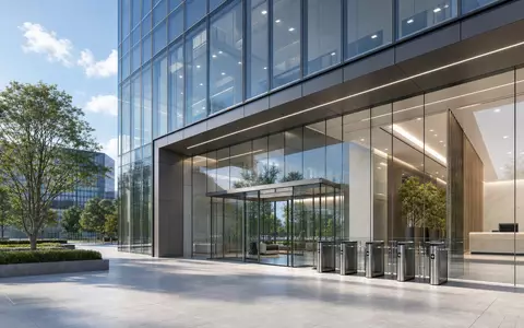 Assa Abloy AB (SE0007100581) liefert Zutrittssysteme für Bürotürme, illustriert durch diesen modernen Architektur-Render einer Lobby - Foto: THN