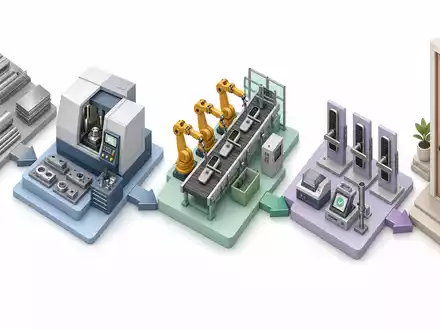 Assa Abloy AB (SE0007100581) zeigt hier isometrisch die Wertschöpfungskette vom Rohmaterial bis zum fertigen Smart-Lock-System - Foto: THN