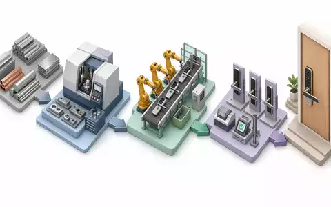 Assa Abloy AB (SE0007100581) zeigt hier isometrisch die Wertschöpfungskette vom Rohmaterial bis zum fertigen Smart-Lock-System - Foto: THN