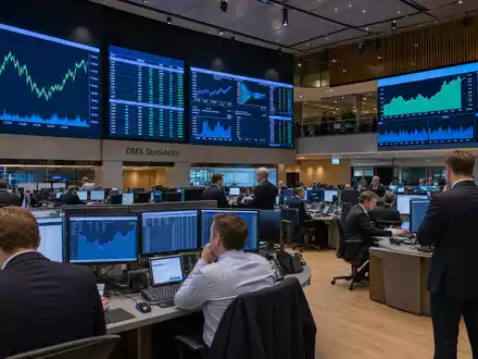 Assa Abloy AB (SE0007100581) notiert an der Börse Stockholm, gezeigt im editoriellen Bild eines Trading-Floors - Foto: THN