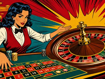 Evolution AB (SE0012673267) inspiriert diese farbenfrohe Pop-Art-Comicszene rund um Roulette und Live-Dealer - Foto: THN