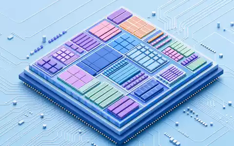 NXP Semiconductors NL0009538779 isometrisches 3D-Rendering zeigt abstraktes Chip-Layout über blauer Leiterplatte schwebend - Foto: THN