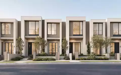 NVR Inc. US62944T1051 illustriert modernen Architektur-Render einer Reihenhausfassade mit klaren geometrischen Linien - Foto: THN