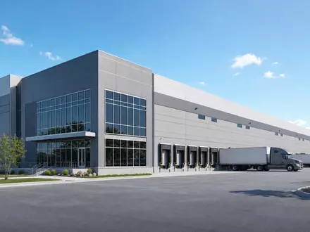 O'Reilly Automotive (US67103H1077) Aktienbild: Architektur-Render eines modernen Distributionszentrums für Autoteile mit Lkw-Andockstellen - Foto: THN