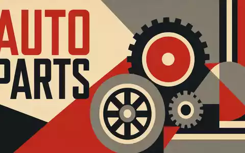 O'Reilly Automotive (US67103H1077) Aktienbild: Bauhaus-Poster mit geometrischen Formen, Zahnrädern und dem Schriftzug AUTO PARTS - Foto: THN