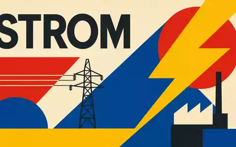 NRG Energy Inc. US6293775085 dargestellt als Bauhaus-Poster mit geometrischen Formen und dem Wort STROM - Foto: THN