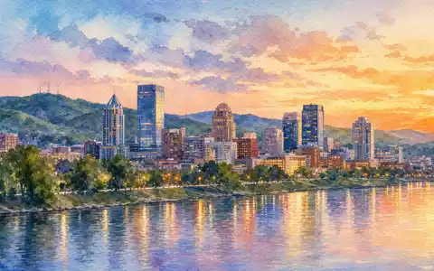 Aquarellmalerei einer amerikanischen Skyline am Fluss steht sinnbildlich für Williams Companies, ISIN US9694571004 - Foto: THN