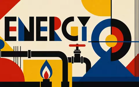 Farbenfrohes Bauhaus-Poster mit geometrischen Energie-Motiven symbolisiert den Erdgassektor von Williams Companies, gelistet unter ISIN US9694571004 - Foto: THN