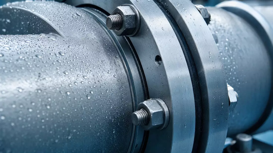 Makroaufnahme einer Stahl-Rohrflanschverbindung, Williams Companies US9694571004