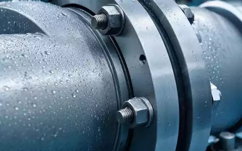 Detailreiche Makroaufnahme einer Rohrflanschverbindung zeigt die technische Präzision der Pipeline-Infrastruktur von Williams Companies, ISIN US9694571004 - Foto: THN