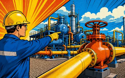 Pop-Art-Comicszene mit Pipeline-Arbeiter und Ventilstation zeigt humorvoll den Erdgassektor von Williams Companies, ISIN US9694571004 - Foto: THN