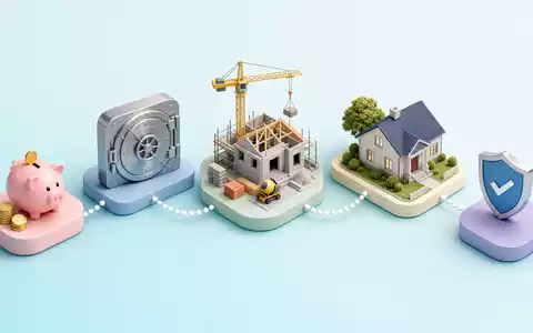Wüstenrot & Württembergische DE0008051004: Isometrische 3D-Grafik zeigt Wertschöpfungskette von Sparen bis Versicherung - Foto: THN