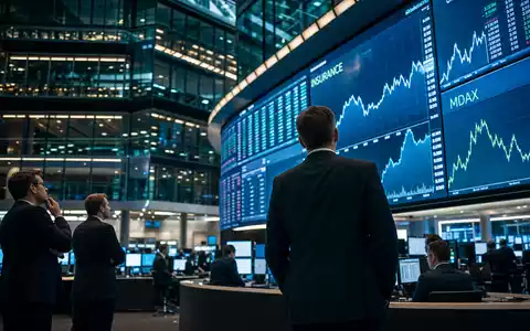 Wüstenrot & Württembergische DE0008051004: Trading-Floor mit Versicherungs-Charts und MDAX-Kürzel in Frankfurt am Main sichtbar - Foto: THN