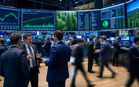 Börsen-Editorial mit Trading-Floor und Forstwirtschafts-Charts bezieht sich auf Weyerhaeuser Co., ISIN US9621661043 - Foto: THN