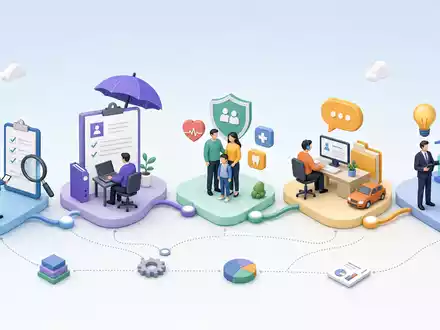 Willis Towers Watson (GB00BGSZ2X45) illustriert als farbenfrohe isometrische Wertschöpfungskette von Risikoanalyse bis hin zur Beratung - Foto: THN