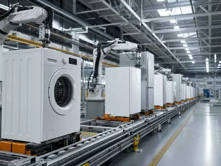 Whirlpool Corp. (US9633201069) produziert Haushaltsgeräte, hier eine moderne automatisierte Fertigungslinie für Waschmaschinen - Foto: THN