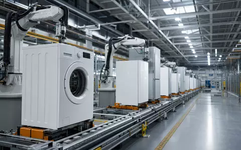 Whirlpool Corp. (US9633201069) produziert Haushaltsgeräte, hier eine moderne automatisierte Fertigungslinie für Waschmaschinen - Foto: THN