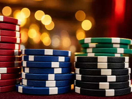 Makroaufnahme gestapelter Pokerchips veranschaulicht MGM Resorts ISIN US5529531015 im Glücksspiel- und Unterhaltungssektor detailreich und scharf - Foto: THN