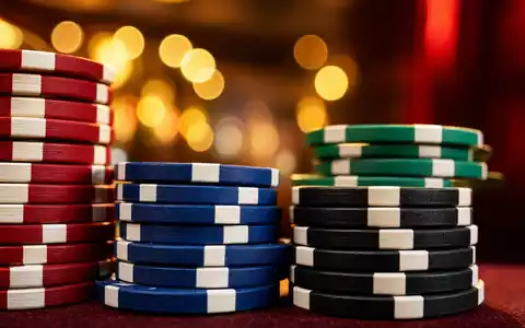 Makroaufnahme gestapelter Pokerchips veranschaulicht MGM Resorts ISIN US5529531015 im Glücksspiel- und Unterhaltungssektor detailreich und scharf - Foto: THN