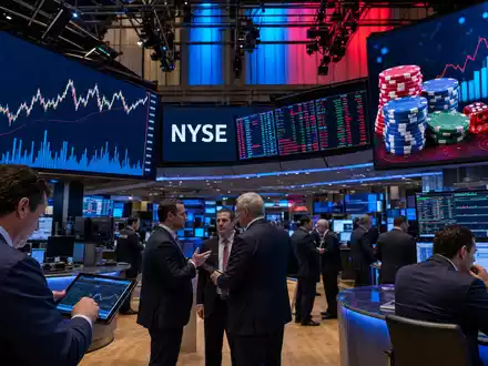 Börsen-Editorialfoto vom NYSE-Handelsraum mit Glücksspiel-Charts illustriert MGM Resorts ISIN US5529531015 als börsennotiertes Unternehmen - Foto: THN