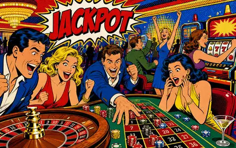 Farbenfrohe Pop-Art-Comicszene am Roulettetisch symbolisiert MGM Resorts ISIN US5529531015 im Unterhaltungs- und Glücksspielsektor lebendig - Foto: THN