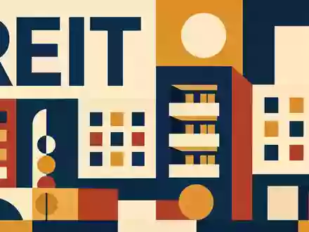 Mid-America Apartment (US59522J1034) wird durch dieses geometrische Bauhaus-Poster mit großem REIT-Schriftzug dargestellt - Foto: THN