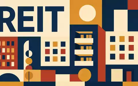 Mid-America Apartment (US59522J1034) wird durch dieses geometrische Bauhaus-Poster mit großem REIT-Schriftzug dargestellt - Foto: THN