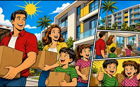 Mid-America Apartment (US59522J1034) inspiriert diese farbenfrohe Pop-Art-Comicszene eines Umzugs in eine Wohnanlage - Foto: THN