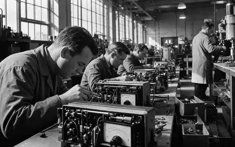 Mettler-Toledo US5926881054 dokumentiert eine Schwarzweiß-Reportage aus einer Fertigungshalle für elektronische Präzisions-Messgeräte und Bauteile - Foto: THN